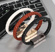 Load image into Gallery viewer, Leather USB Charging Bracelet Bundle (3 Bracelets)- FREE SHIPPING
